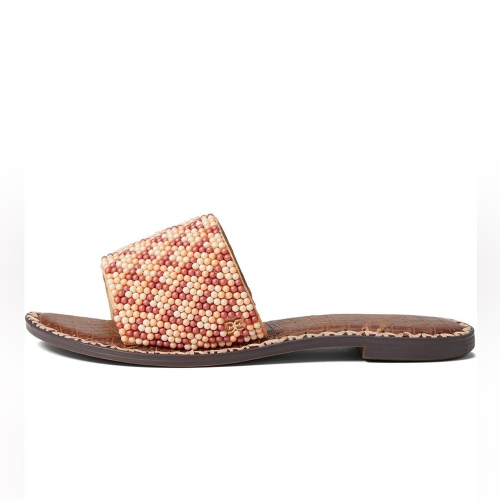 Sam Edelman Sandals Gunner Peach Beaded Leather Slides
